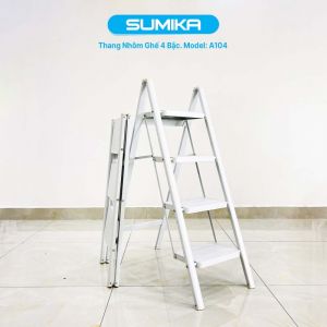 Thang nhôm ghế 4 bậc SUMIKA A104 (White)
